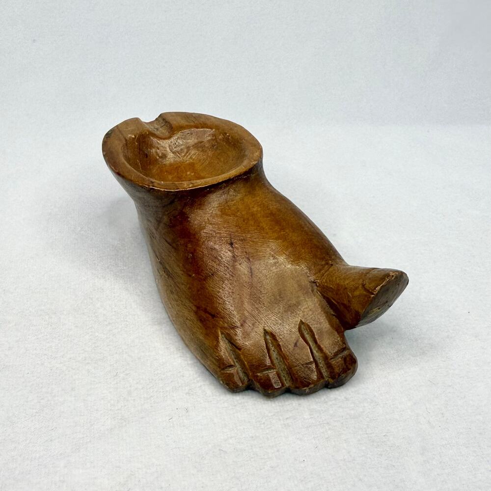 Vintage Mini Wooden Foot With Toe Up Ash Tray